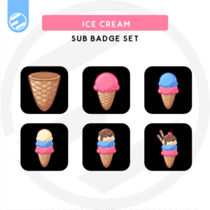[ Stream Assets ] Ice Cream Cone Sub Badge Set