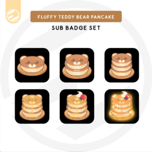 [ Stream Assets ] Fluffy Teddy Bear Pancake Sub Badge Set
