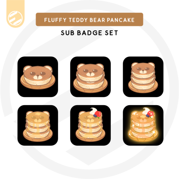 Fluffy Teddy Bear Pancake Sub Badge Set
