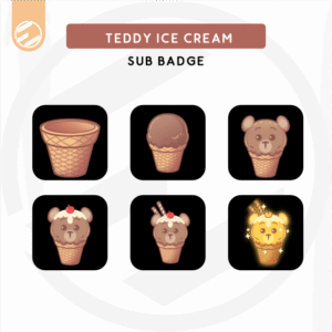 [ Stream Assets ] Teddy Bear Ice Cream Sub Badge Set