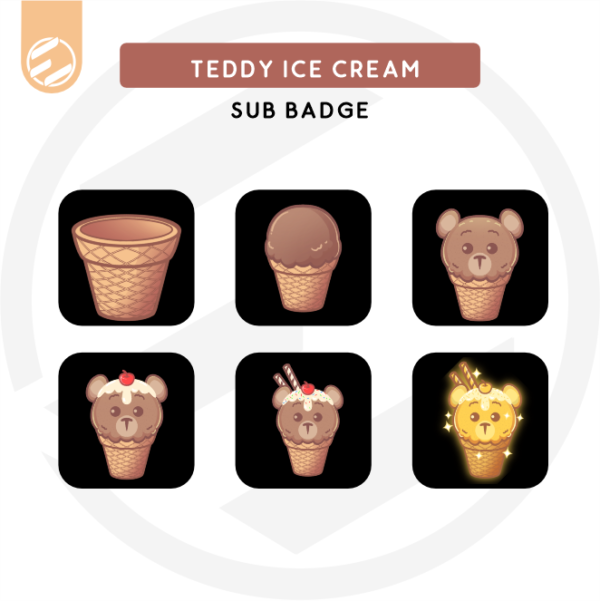 Teddy Bear Ice Cream Sub Badge Set